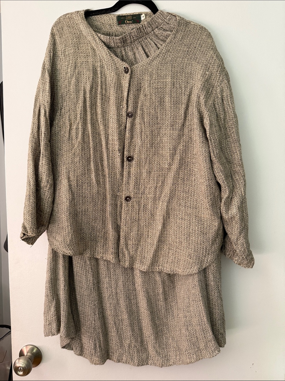Classic Orvis Beige Rayon/ Linen  Tweed Skirt& Jacket Set - Lagenlook style